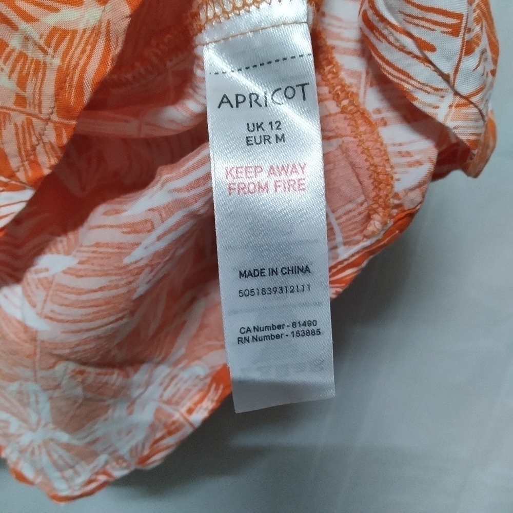 🦋 Apricot Orange Palm Leaf Dress Medium - Picture 4 of 9